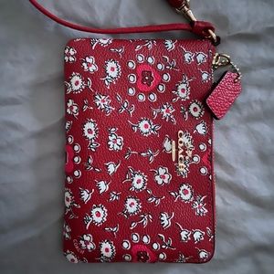 coach red wristlet, never used